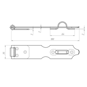 Накладка амбарная КУНГУР НДА (L-180 мм) пол. бронза (1 шт)