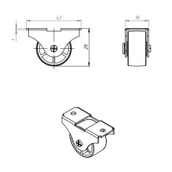 Ролик опорный малый КУНГУР 493 цинк (1 шт)