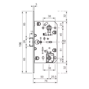 Замок межкомнатный AGB WC MEDIANA EV B01102.50.12 (античная бронза) без отв.планки /21725/