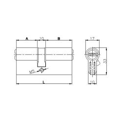 Цилиндровый механизм KALE KILIT 164 OBS SNE/70 (30х10х30) никель 5 кл. /25143/
