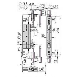 Запорный механизм доп. створки КРИТ-М А506 Хп хром