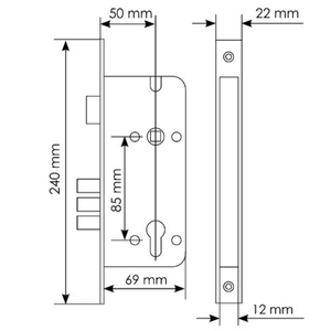 Замок врезной MORELLI L03 (85/50) SN (никель)