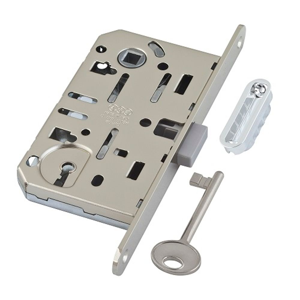 Замок врезной под ключ MEDIANA POLARIS B06101.50.06.640 (никель) с отв. планкой (скин) /60139/