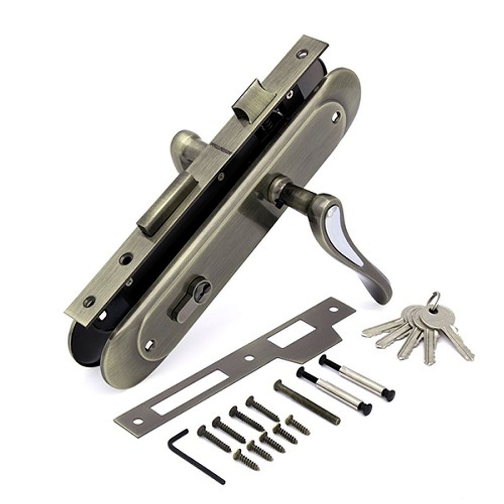 Замок врезной с ручками PALLADIUM ЗВ-1856 AB/CP бронза/хром