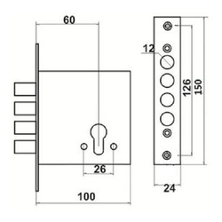 Замок врезной верхний на кит. дверь 2514 Ц - 4Р Master Lock (4-55/105-85)