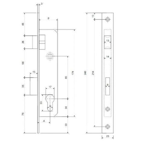 Замок врезной APECS 7500-20 NI никель