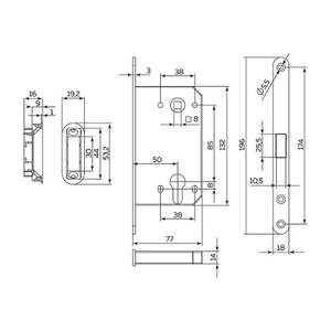 Защелка врезная магнитная под цилиндр FUARO M85C-50/BL INOX GR графит /60283/