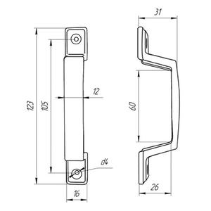 Ручка-скоба РС-60 бронза п/п