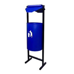 Урна круглая с пепельницей (синяя)