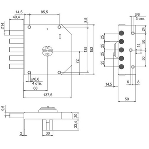 Замок накладной ЭЛЬБОР 1.05.53.5.МА Базальт