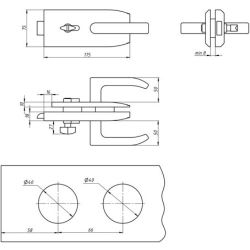 Замок с нажимной ручкой и притвором 122-096-4 SS нержавейка