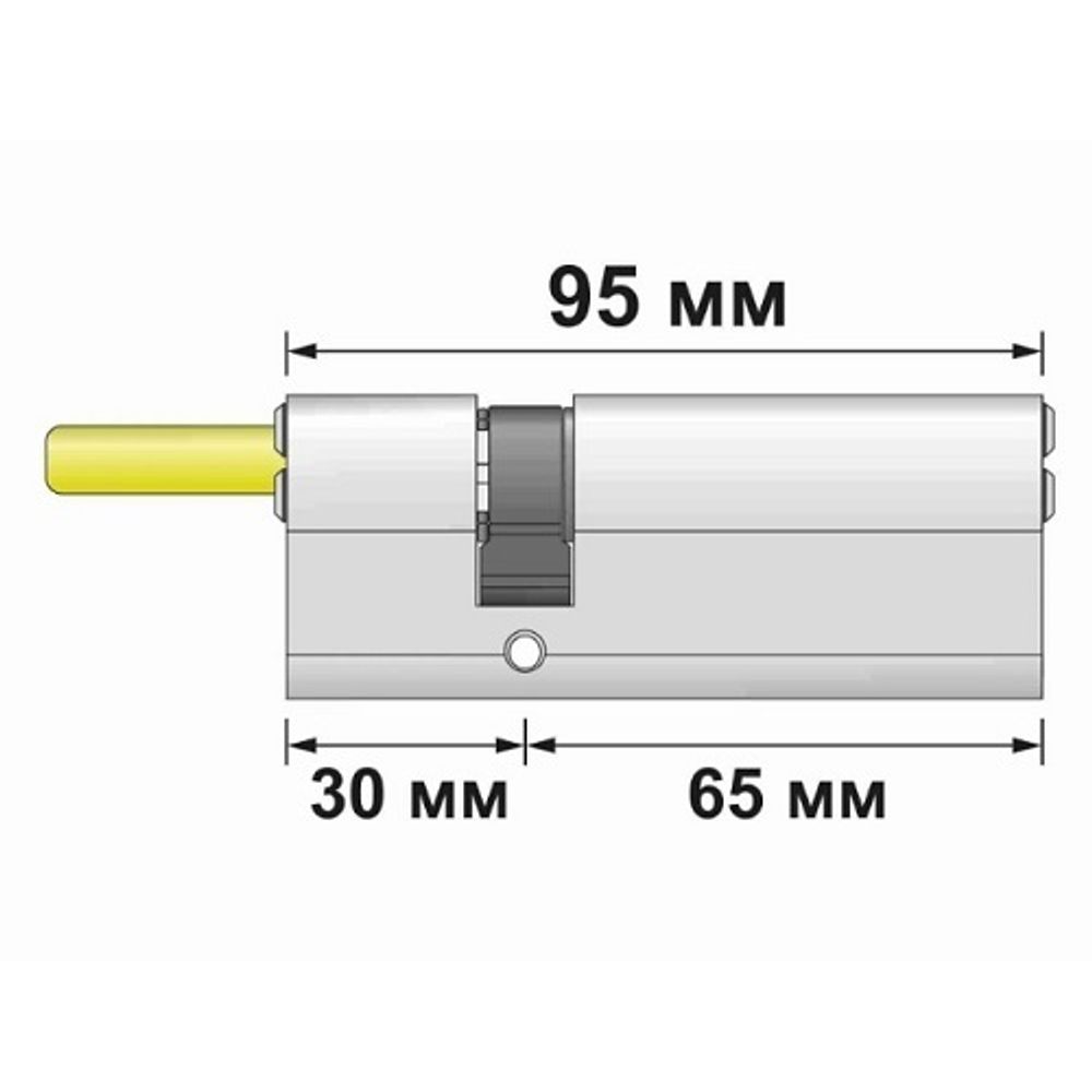 Цилиндровый механизм со штоком PUNTO Z307/95 mm (60+10+25) BL черный 5кл. /63961/