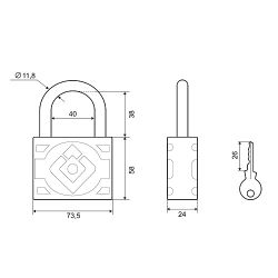Замок навесной PALLADIUM 305F-75