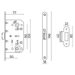 Защелка врезная AJAX METLM90-50 AB бронза /49717/