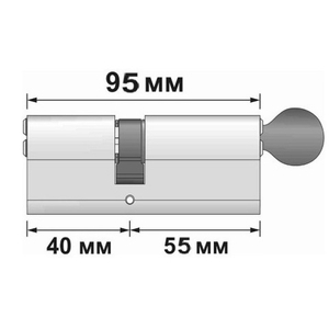 Цилиндровый механизм RAV BARIACH MARS 95 мм, 40Х55Т ключ-вертушка, 5кл, никель (Израиль)