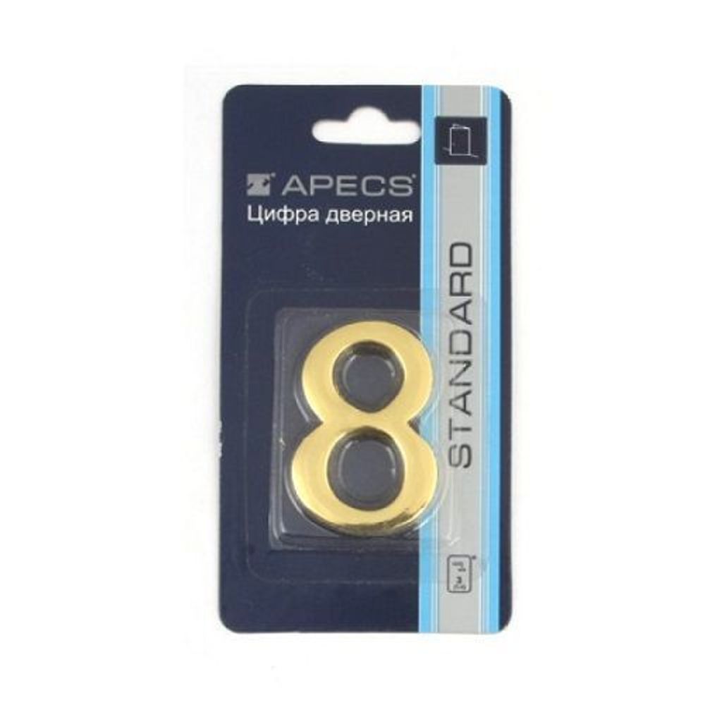 Цифра дверная APECS DN-01-8-Z G золото