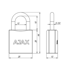 Замок навесной AJAX PD-01-25 /42229/