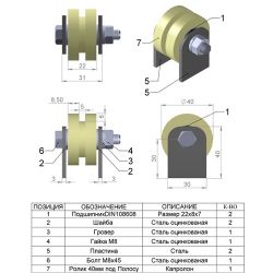 Ролик капролон d-40 под полосу на пластинах
