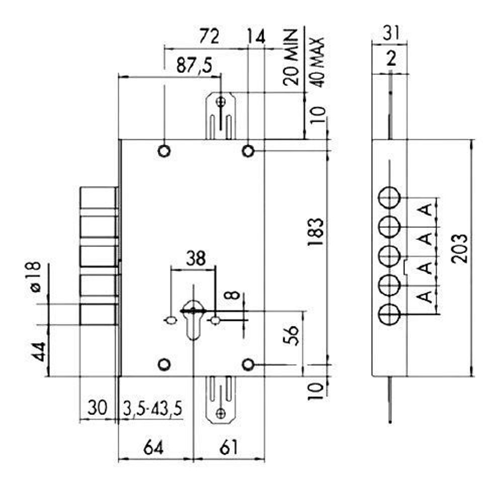 Корпус врезного замка CISA REVOLUTION PRO 56.505.48 /33519/