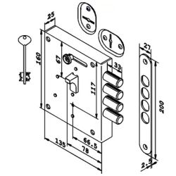 Замок накладной сувальдный KERBEROS 131.11.003 5кл.