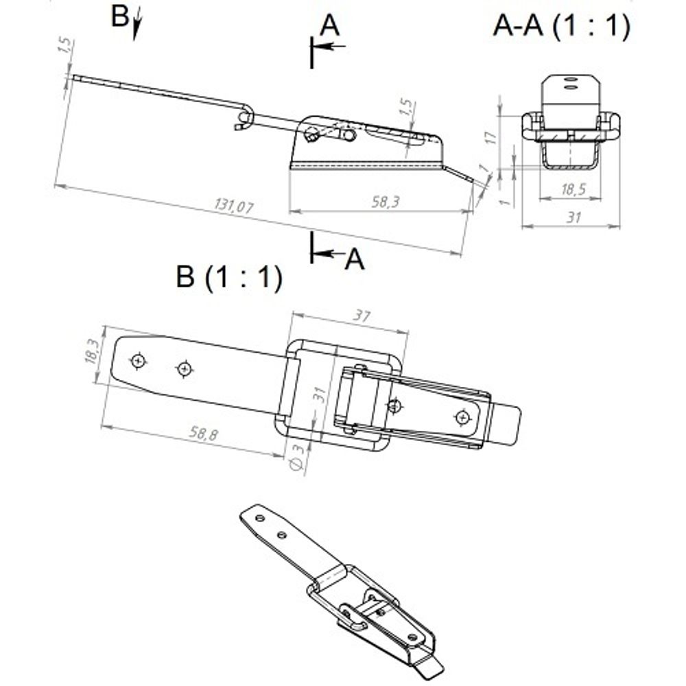 Замок накидной КУНГУР L-130 цинк (1 шт)