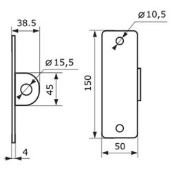 Проушина усиленная ДОМАРТ 50х150 планка крепежная (толщ. 4мм) (черный)