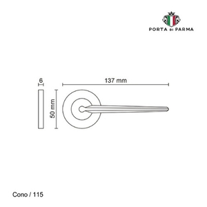 Ручка раздельная PORTA DI PARMA Cono SC матовый хром