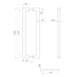 Ручка-скоба FUARO PH-26-38/1200-INOX black нержавейка 304 /58195/