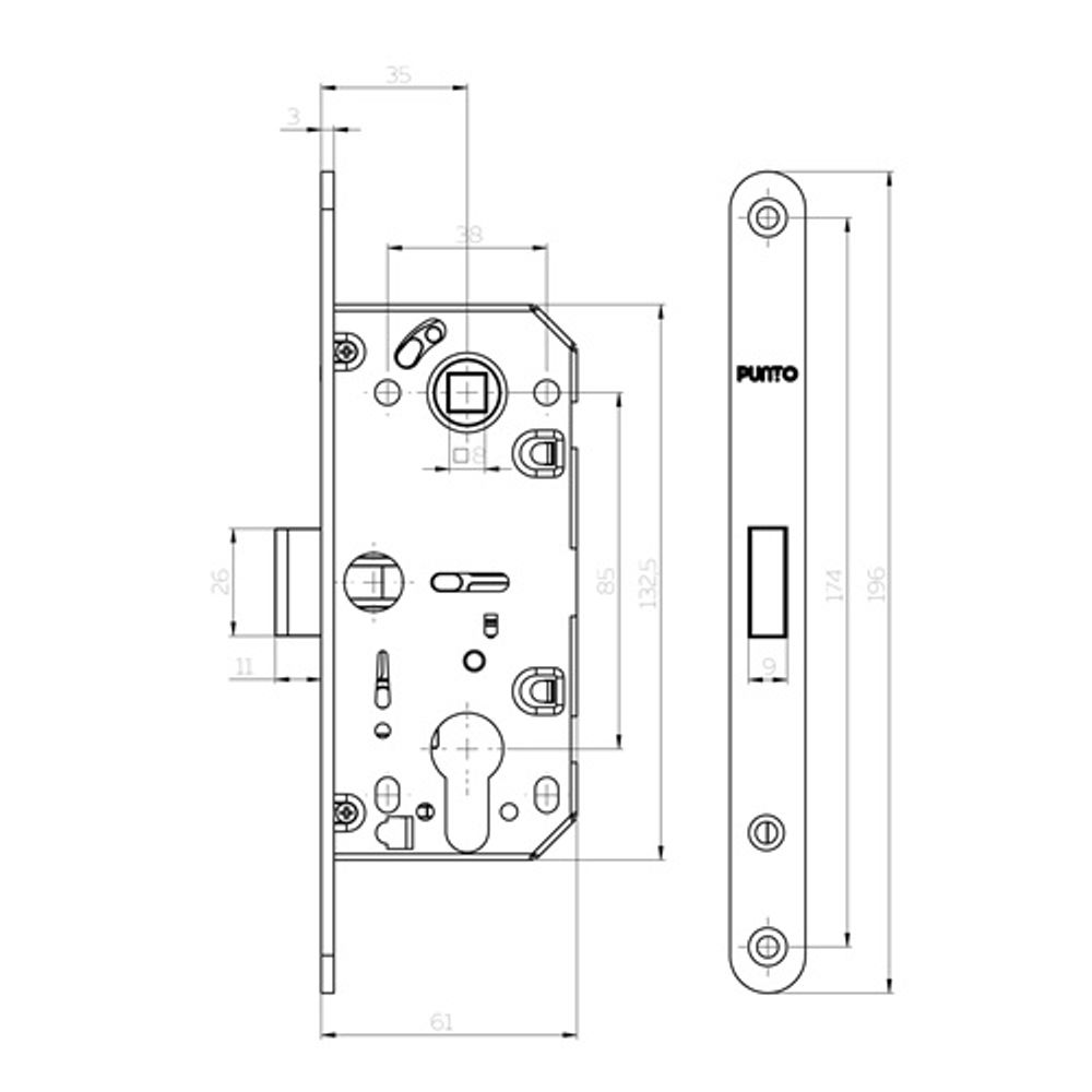 Замок магнитный PUNTO ML85-35 BL черный /63223/