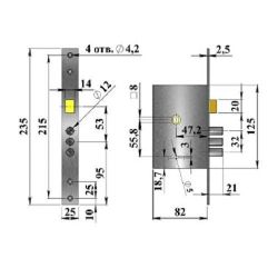 Замок врезной ГЕРИОН Карат МУ универс.