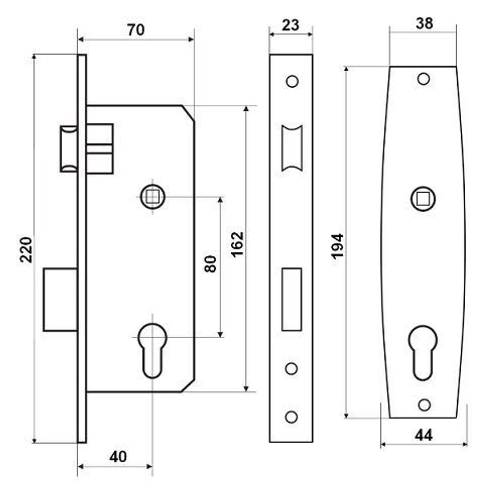 Замок врезной APECS 1330/60 AB бронза