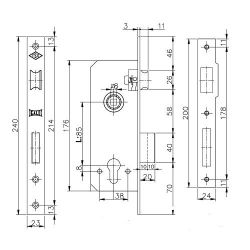 Корпус замка KALE KILIT 152/R (35мм) w/b латунь /1107/