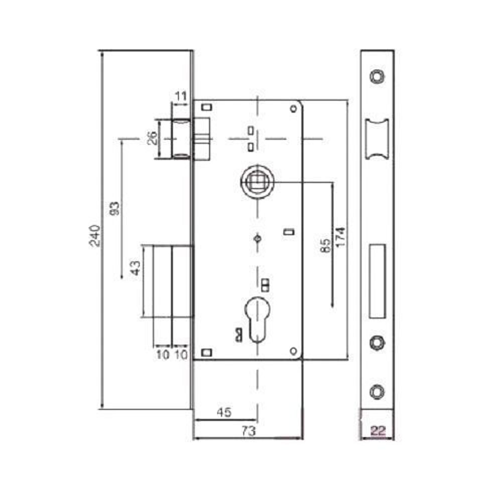 Замок врезной БУЛАТ ЗВ4-1.08.01 Нова бронза