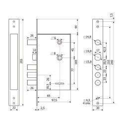 Замок врезной ГАРДИАН ЗВ 30.12 (4кл) (длинный кл. 59 мм) /35115/
