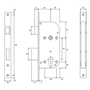 Замок врезной с ручками PALLADIUM ЗВ-AL 1703 AB бронза
