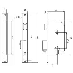 Замок врезной с ручками PALLADIUM ЗВ-AL 1613 CP хром
