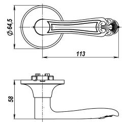 Ручка защелка PUNTO 6037 CP-E (кл./фик.) хром /36893/