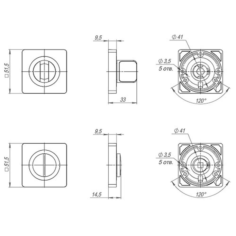 Ручка поворотная AJAX BK6 JK CP-8 хром /41381/