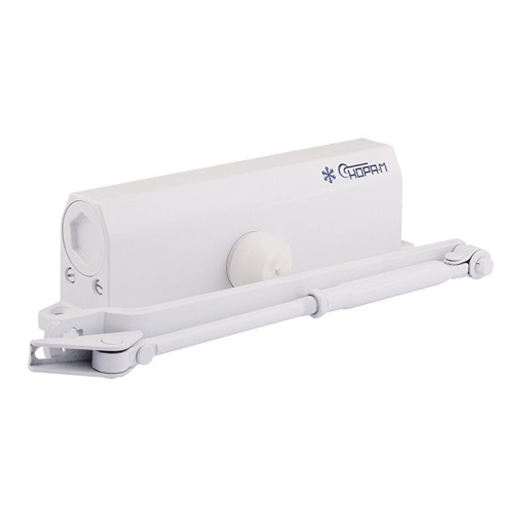 Доводчик дверной морозостойкий НОРА-М 740 DA с задержкой закрывания до 110 кг белый