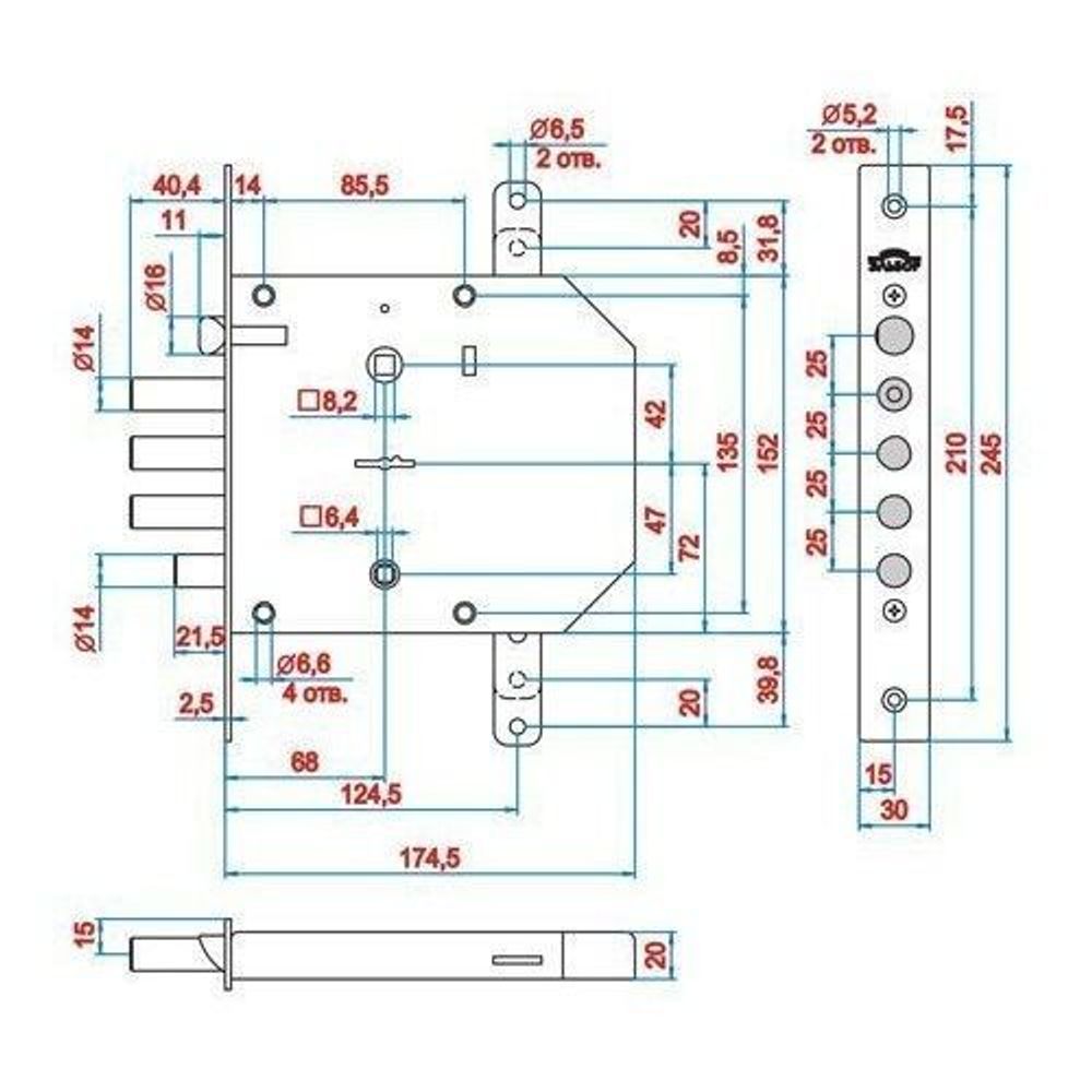 Замок врезной ЭЛЬБОР 1.05.42 Базальт