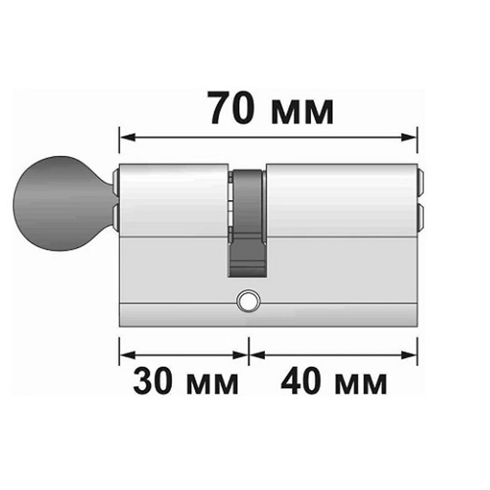 Цилиндровый механизм с вертушкой APECS SM-70 (30C/40)-C NI никель