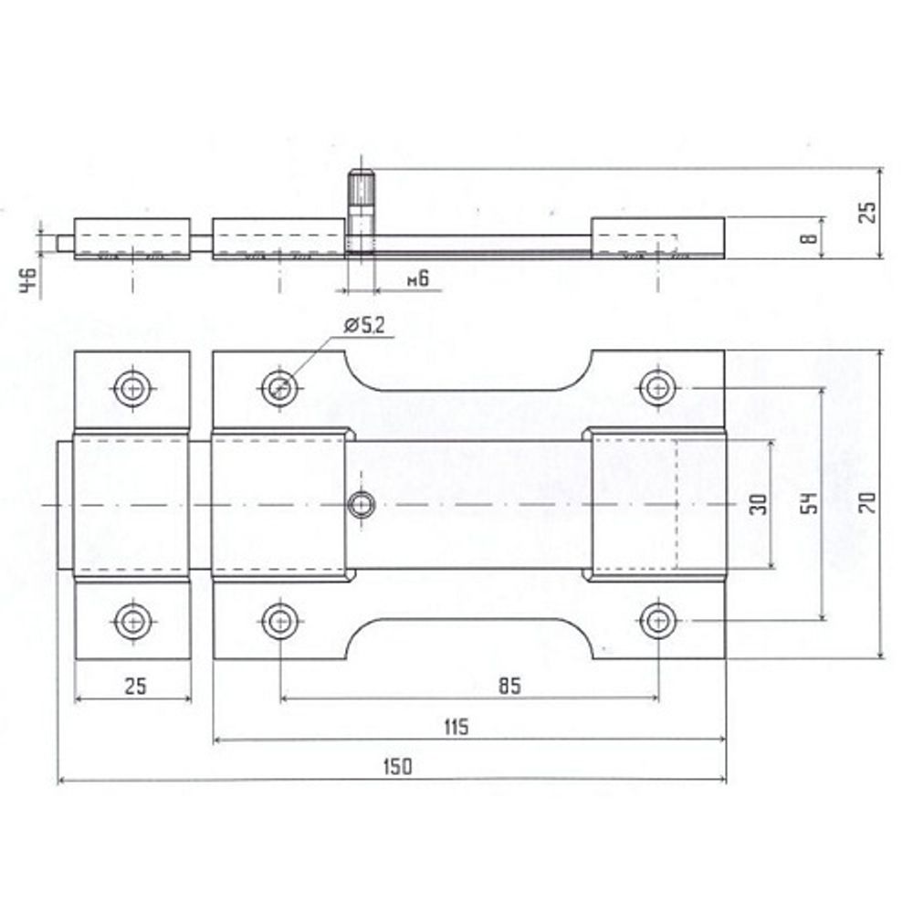 Засов дверной "Делга" плоский (серый)