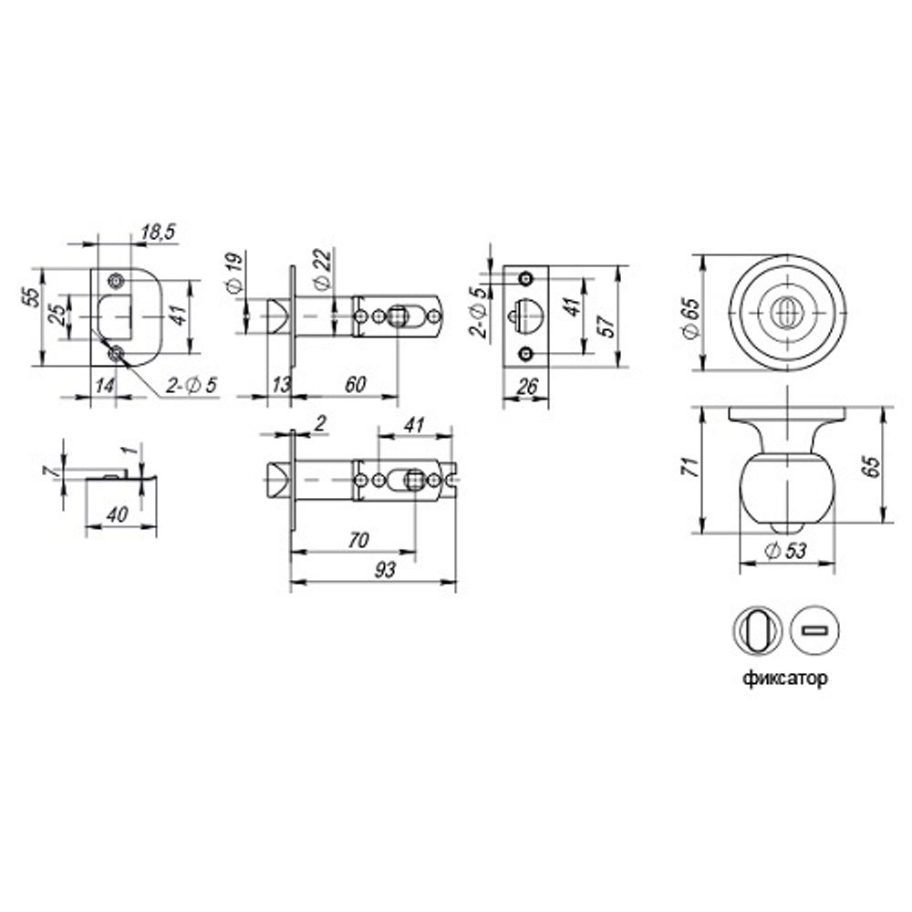 Ручка защелка PUNTO 6072 BL-B (фик.) черный /44453/