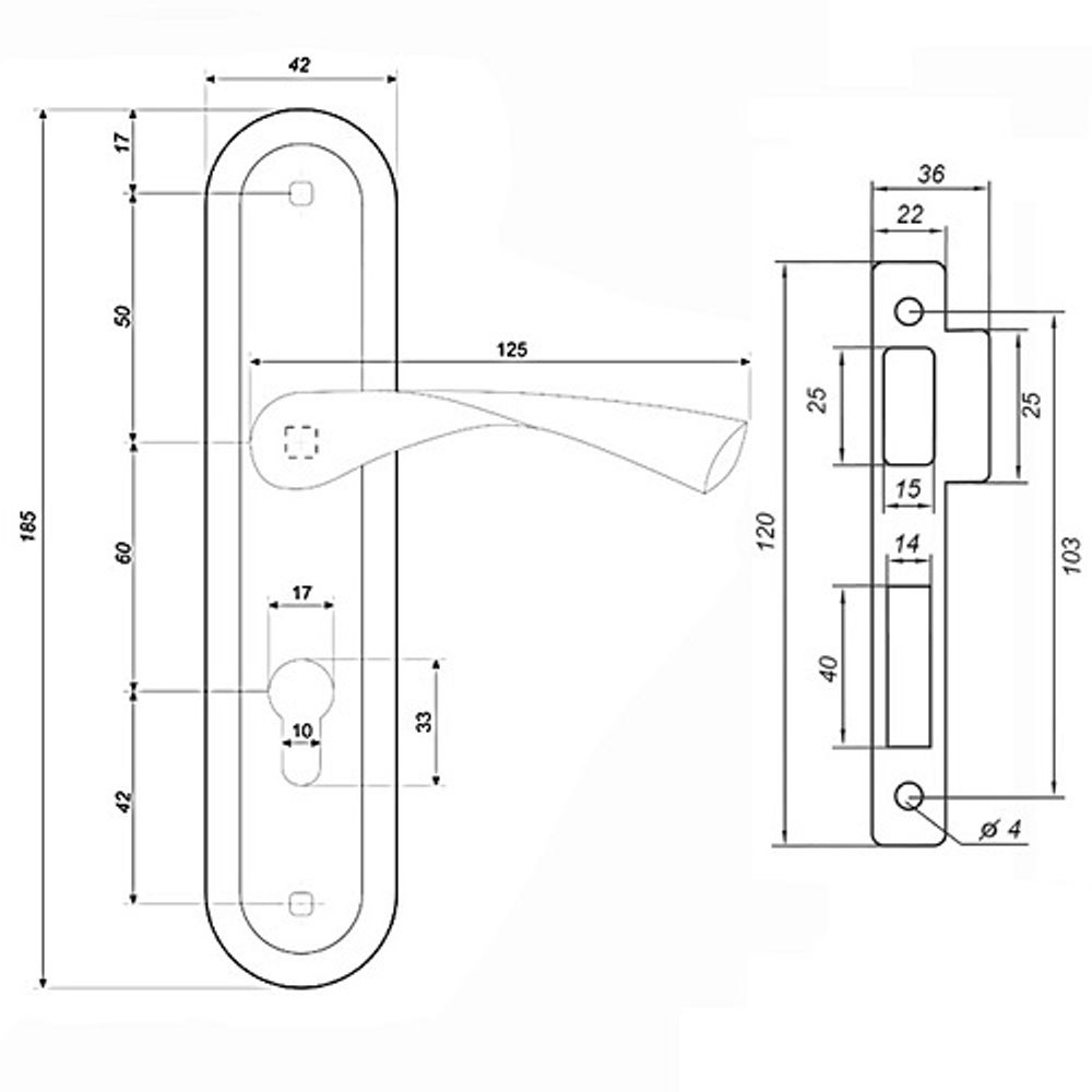 Замок врезной с ручками PALLADIUM ЗВ-AL 1613 CP хром