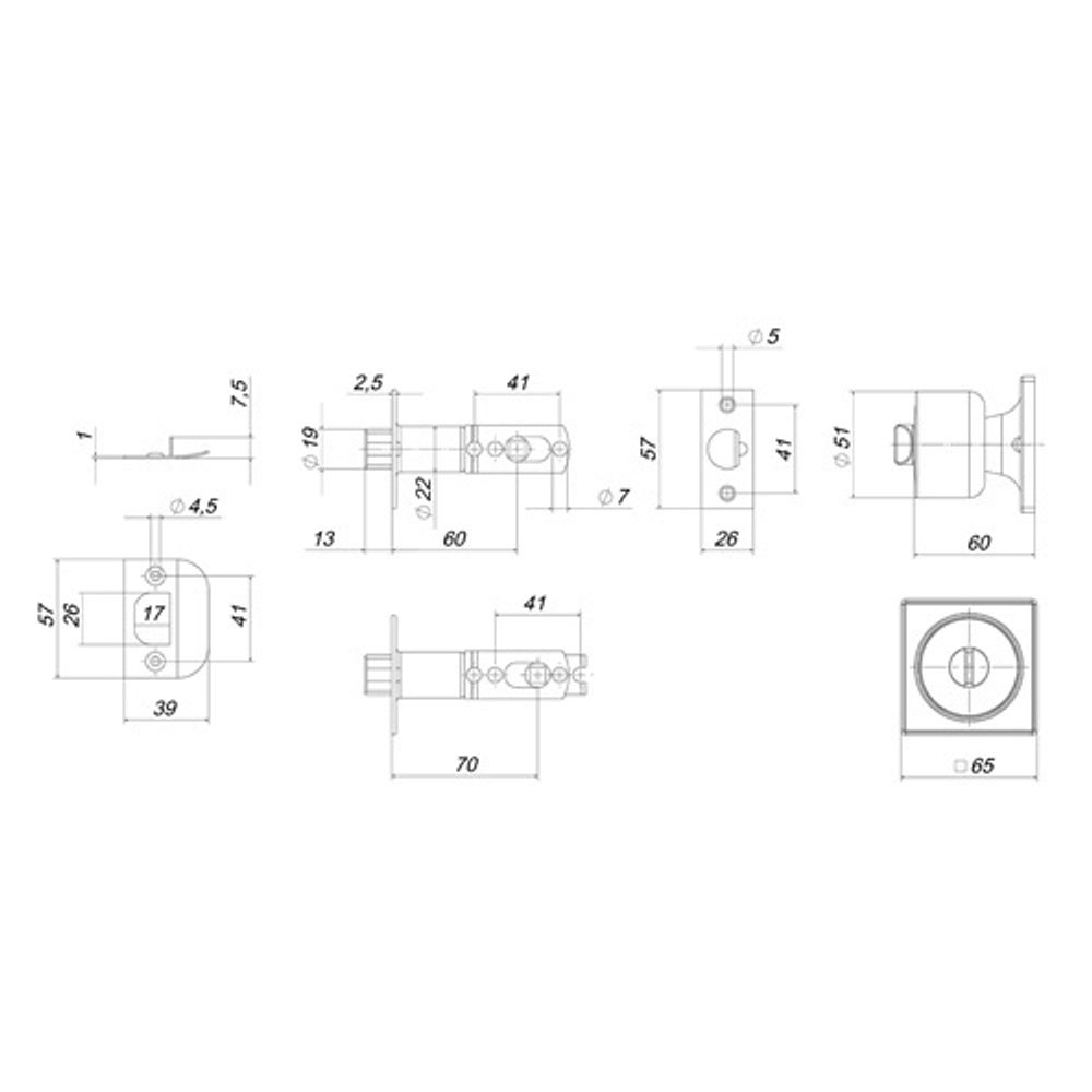 Ручка защелка PUNTO DK772 BL-ET (кл./фик.) черный /58401/