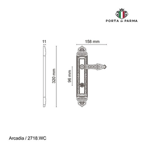 Ручка на планке PORTA DI PARMA Arcadia WC PVD золото