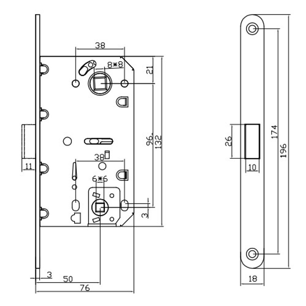 Эскиз защелка магнитная DORMA 950-M WC