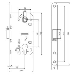 Замок врезной магнитный Code Deco 5300-MC-G золото