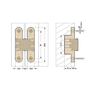 Петля скрытой установки нерегулируемая CEAM 830 BRO бронза (95,6x19,6мм)  (1 шт)
