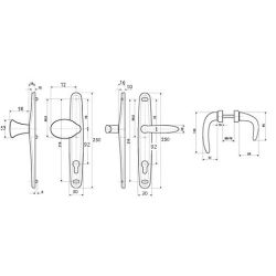 Нажимной гарнитур для ограничения  доступа STUBLINA 1078.00.360 Е=92 мм антрацит (RAL 7016)